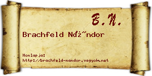 Brachfeld Nándor névjegykártya