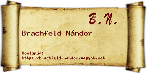 Brachfeld Nándor névjegykártya